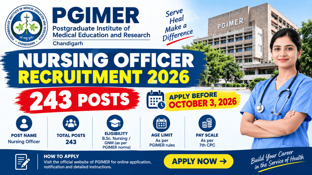 PGIMER Nursing Officer Recruitment 2026